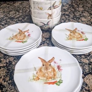 Easter Dinnerware Dessert Plates and Dipping Bowls